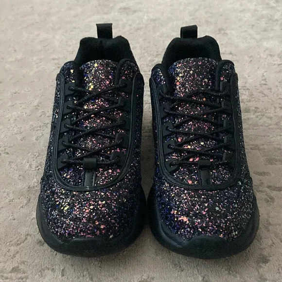 NIB Wild Diva Eddy Sz 8 Multi Color Glitter Sneakers - Picture 3 of 7